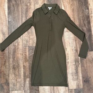 NWT LOVE, FIRE OLIVE NIGHT LONG-SLEEVE COLLARED DRESS SIZE XS